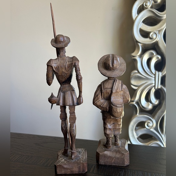 Vintage Hand Carved Carved Wood Figures Of Don Quixote & Sancho Man Of La Mancha - Picture 4 of 14